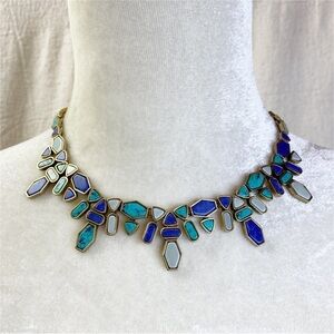 Loft faux turquoise and lapis stone look necklace